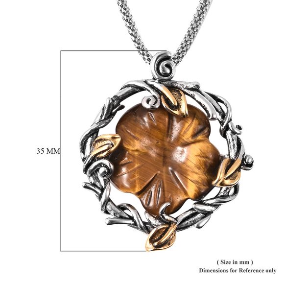 Tiger's Eye Pendant Gold Plated on Silver-tone - Picture 4 of 4